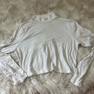 AERO super soft Cropped off White Mock Neck Long-Sleeve Top